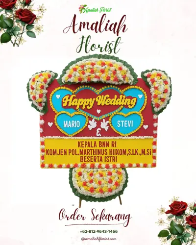 Karangan Papan Bunga Pernikahan di Ario Kemuning